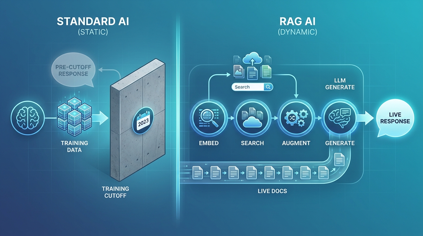 RAG - cách hoạt động của Retrieval Augmented Generation so với AI thường