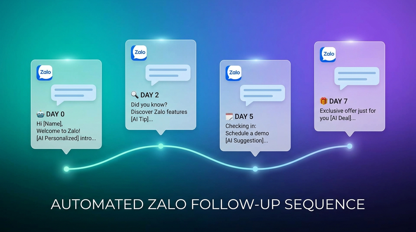 AI follow-up Zalo, automated nurture sequence workflow
