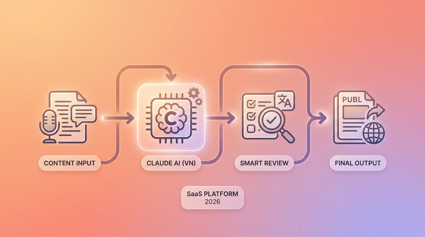 Claude AI tieng Viet use cases workflow diagram
