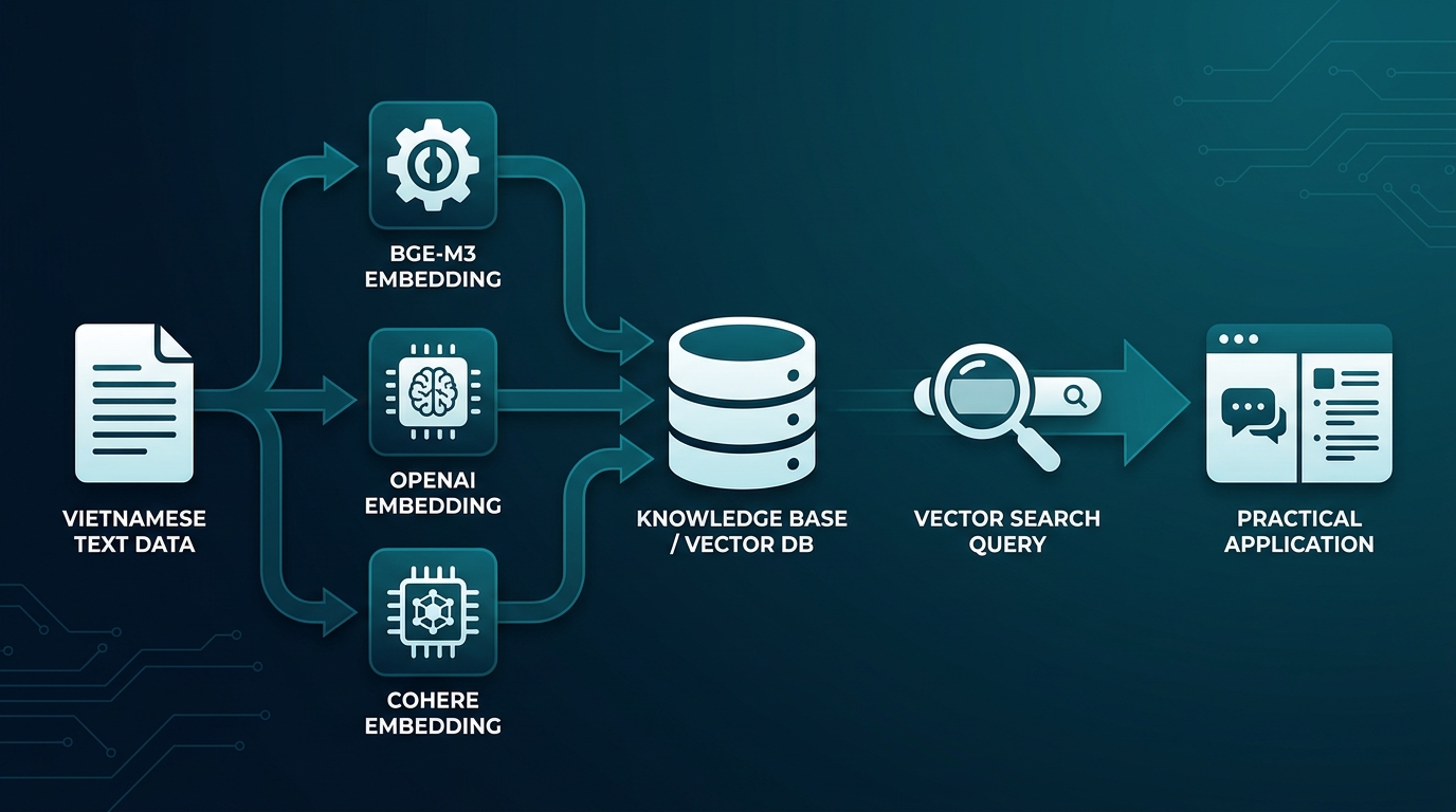 RAG pipeline với embedding model tiếng Việt, workflow thực tế