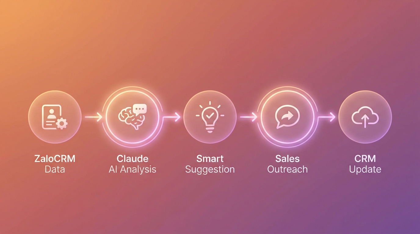 ZaloCRM AI pipeline từ webhook đến CRM sync, production workflow