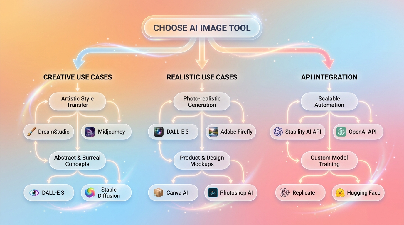 Use case guide chọn tool AI image generator phù hợp cho marketing
