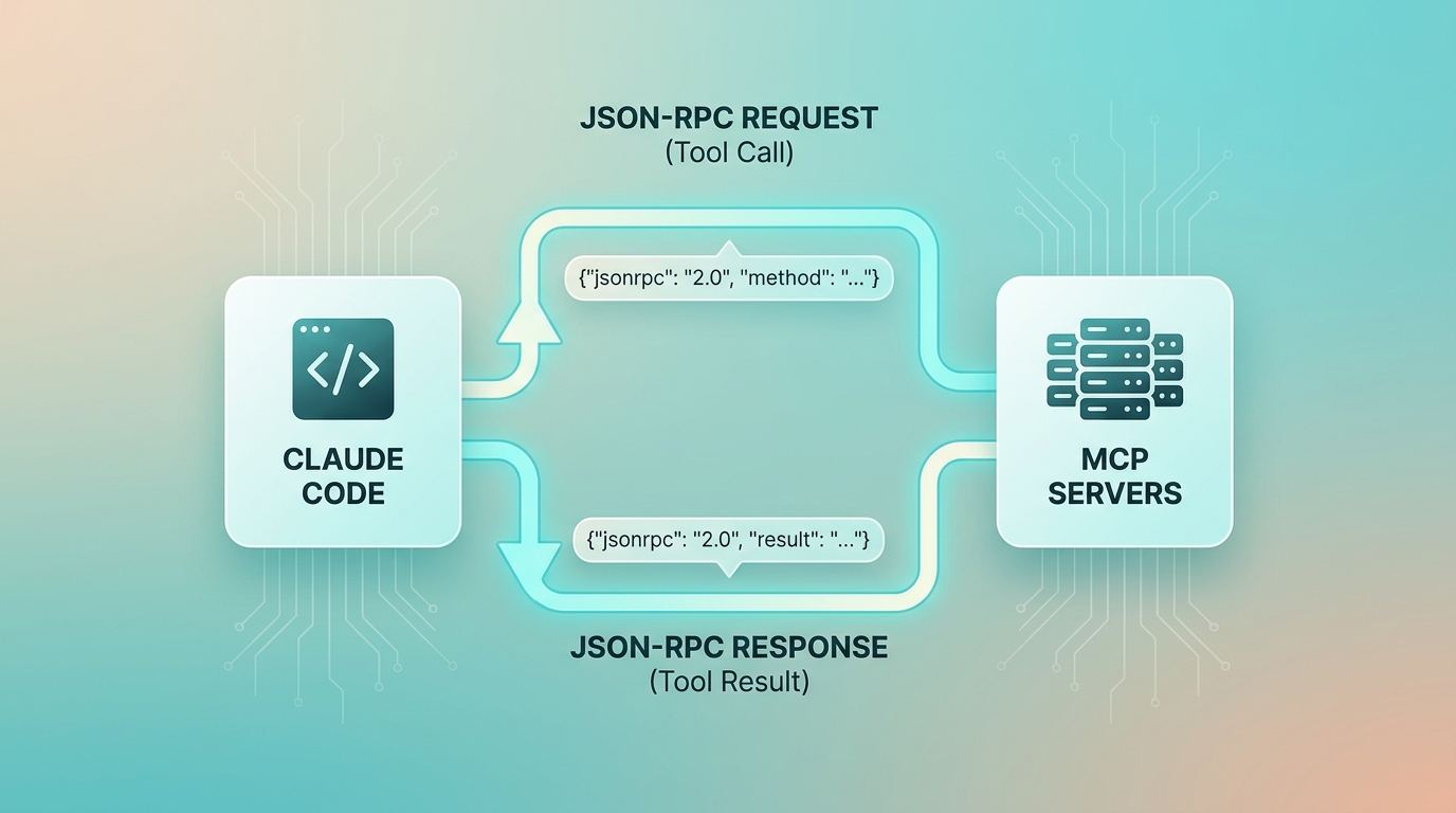 Architecture diagram MCP servers kết nối Claude Code qua stdio JSON-RPC