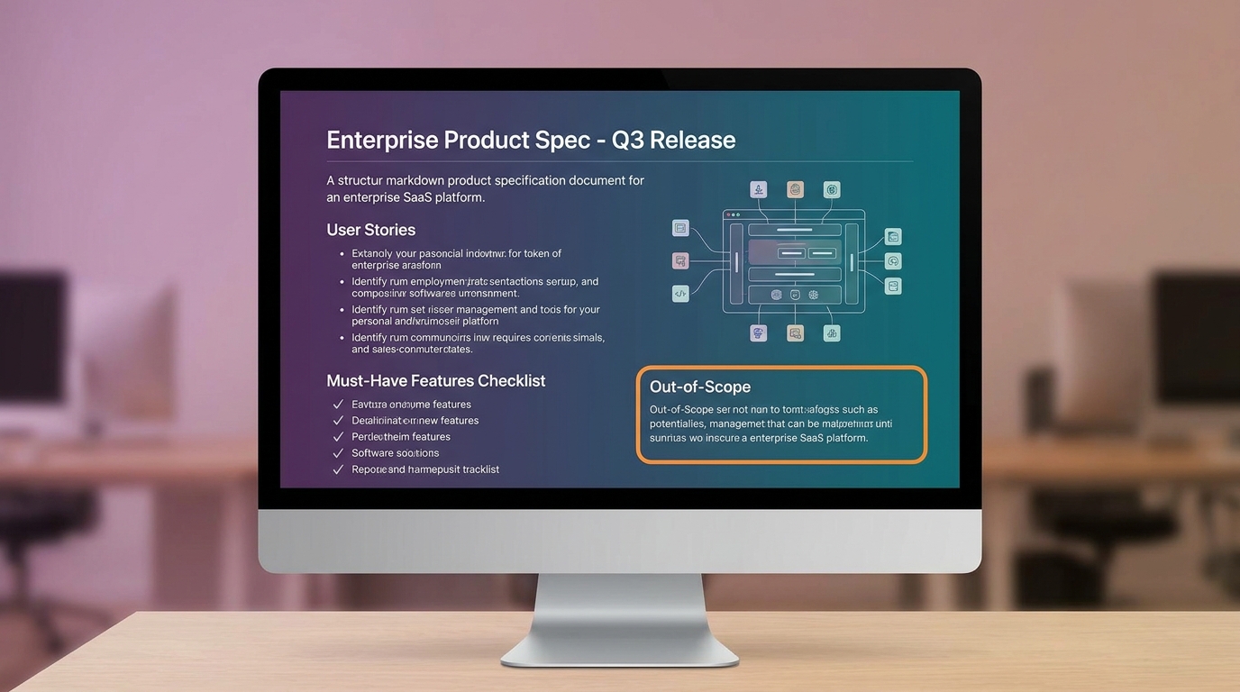 Template spec phần mềm custom: cấu trúc context doanh nghiệp, must-have features, data model