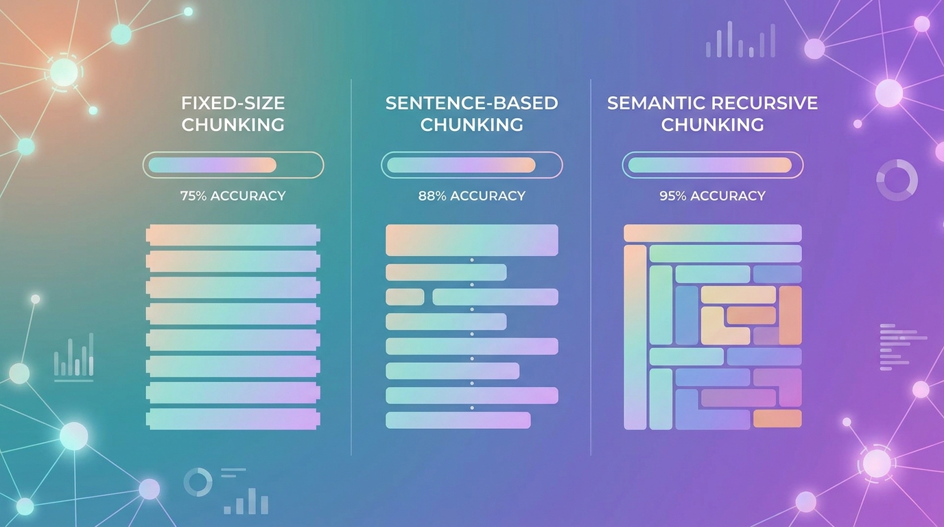 So sánh 3 chunking strategies: fixed token, sentence-based, semantic recursive