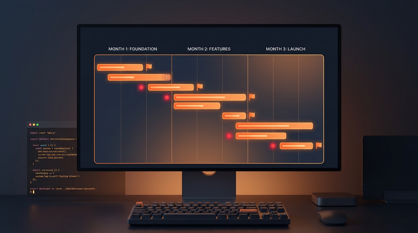 Timeline 3 tháng build ZaloCRM, từ scaffold đến launch, milestones và blockers