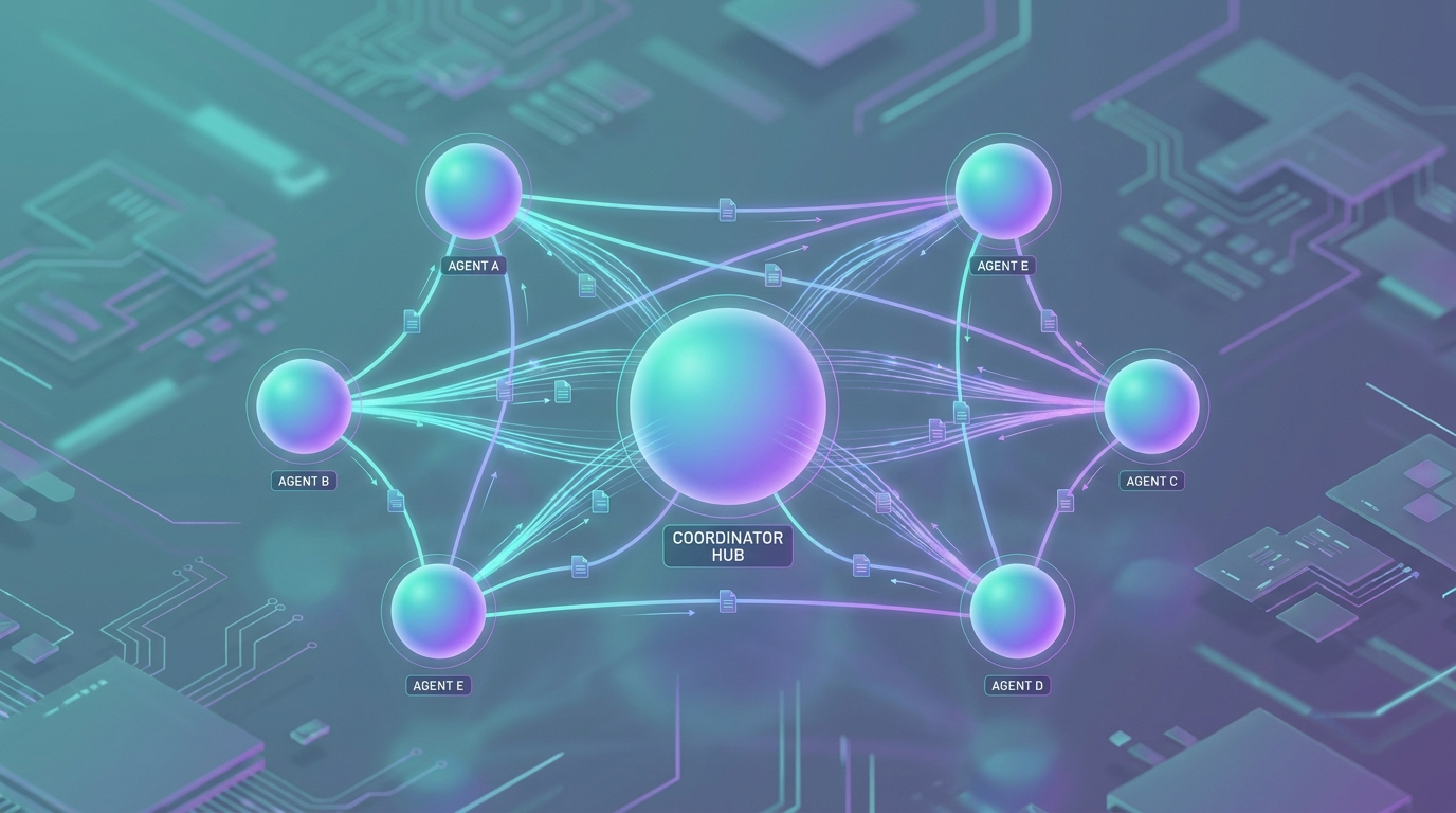 Multi-agent system khái niệm: 5 agent xoay quanh 1 orchestrator trung tâm