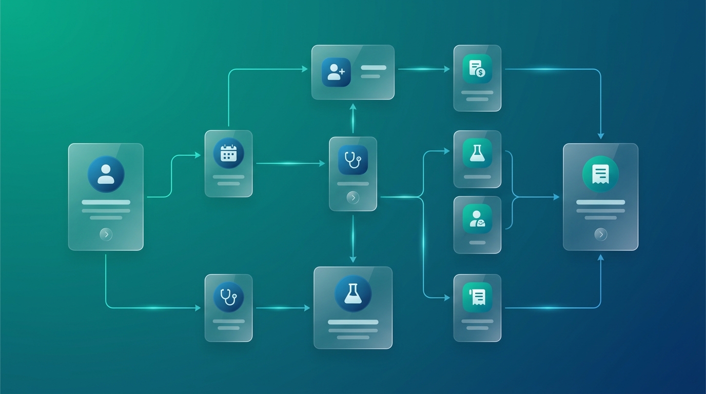 Workflow 6 giai đoạn build phần mềm phòng khám custom, từ spec, database, API, UI tới test và deploy