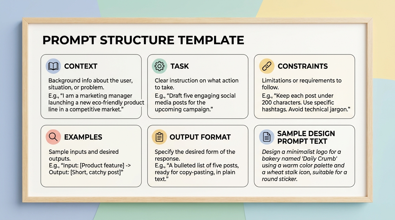 Prompt structure template với RCCF sections