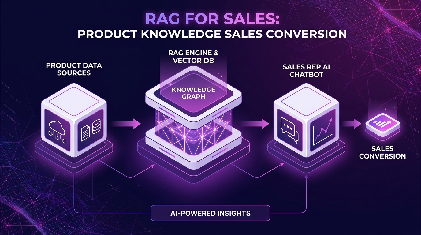 Kiến trúc RAG cho sales: vector search lấy ngữ cảnh từ datasheet, pricing, battlecard rồi sinh câu trả lời có trích nguồn cho khách