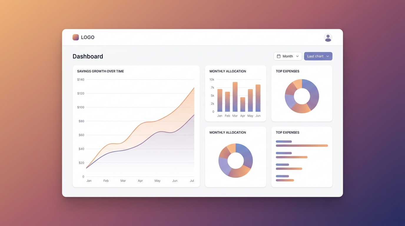 Biểu đồ cột so sánh chi phí AI tháng trước 12.000 USD và sau 4.800 USD, kèm donut chart phân bổ token, tiêu đề lớn 60% SAVED