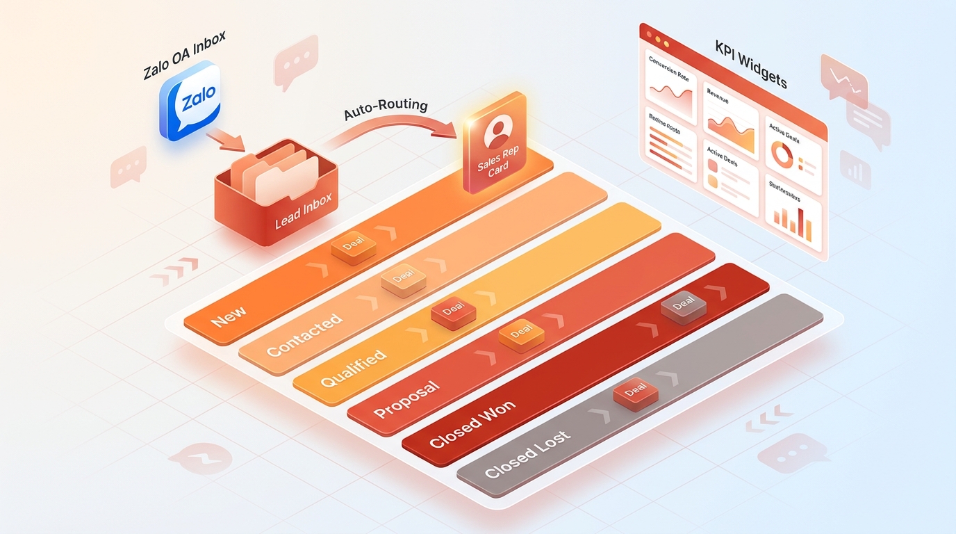 Sales pipeline ZaloCRM concept architecture