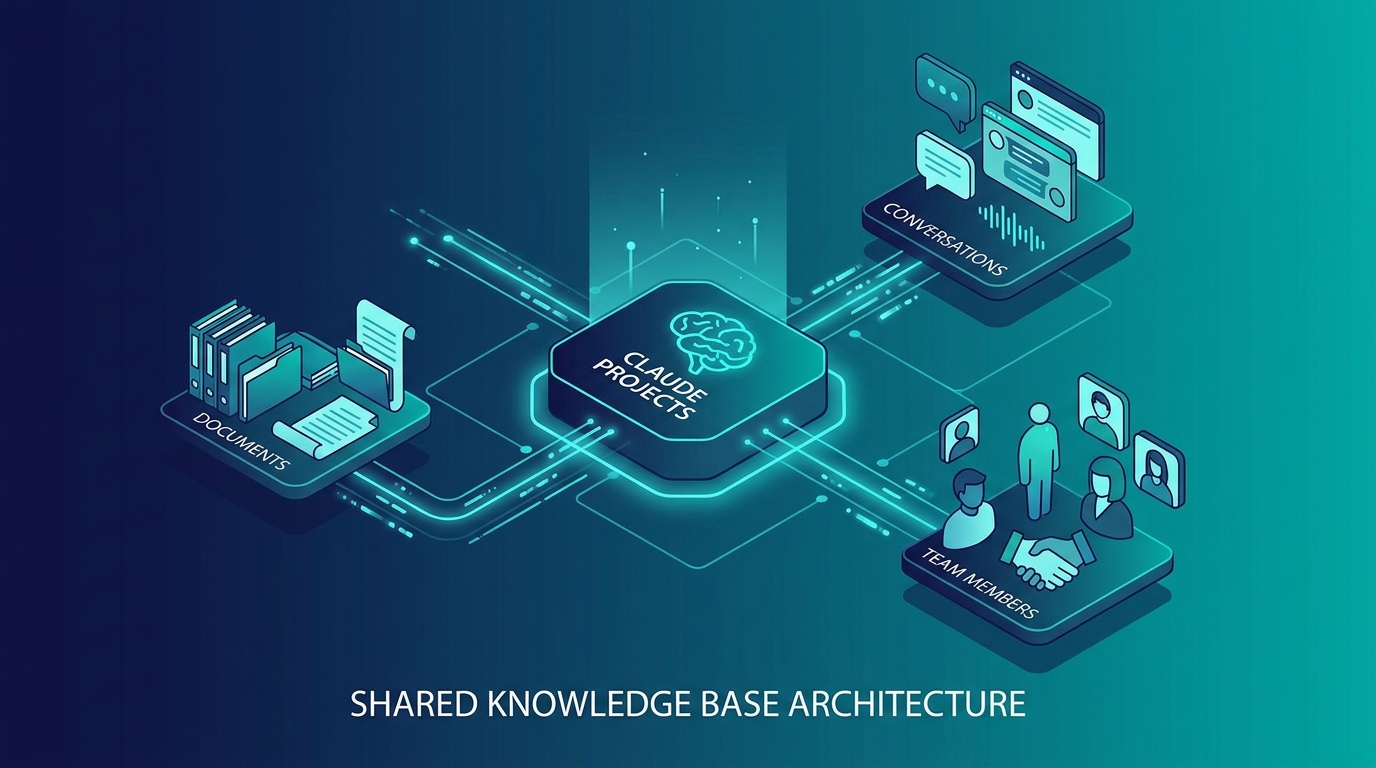 Hình minh họa workflow setup project với ba người collaborators trên shared workspace