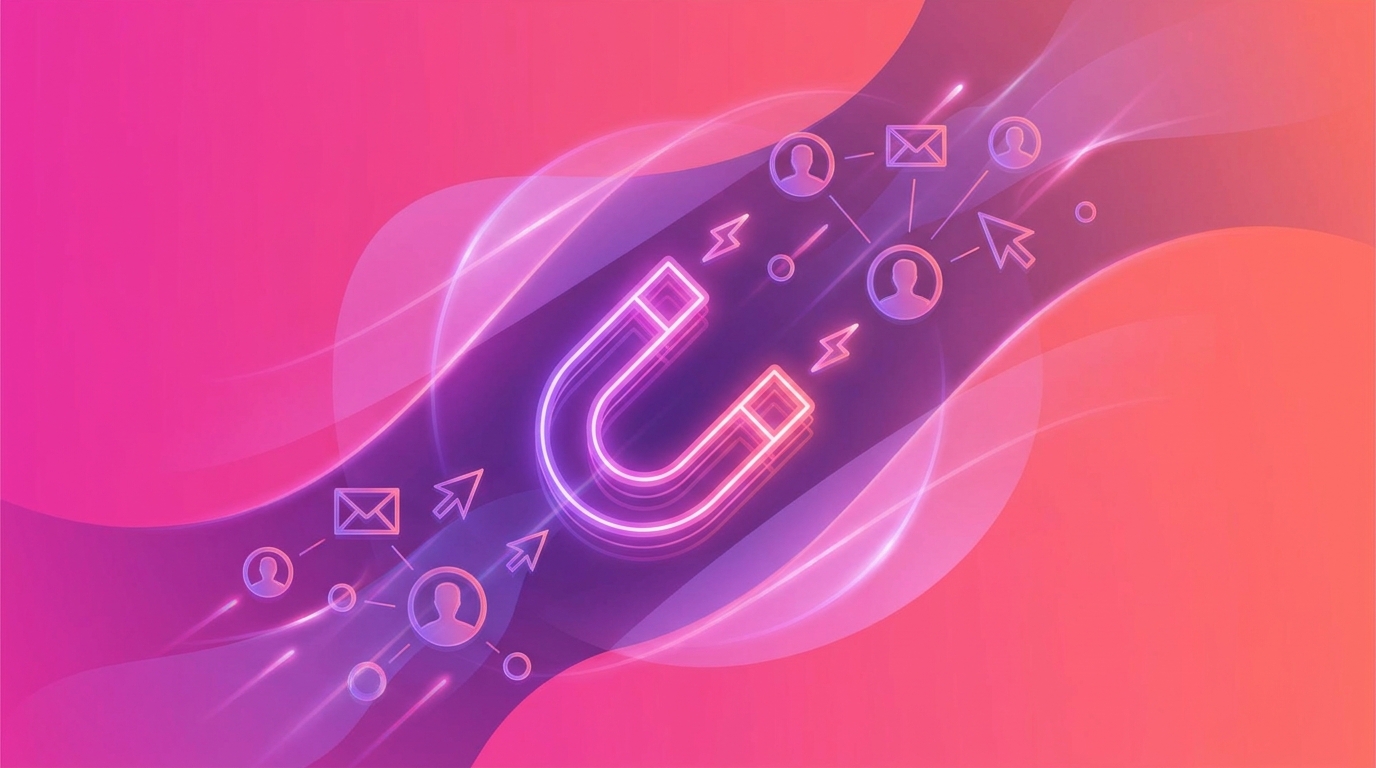 Abstract magnet attracting prospect icons, lead generation concept