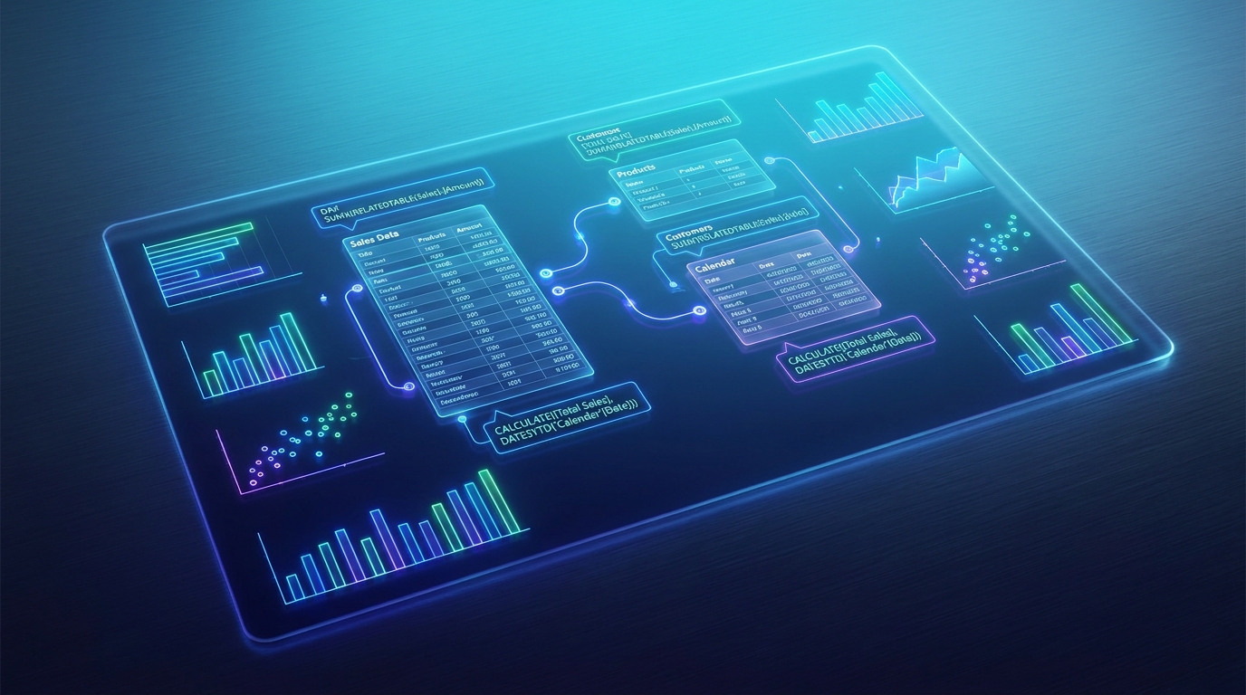 Power Pivot data model nhiều bảng liên kết với DAX