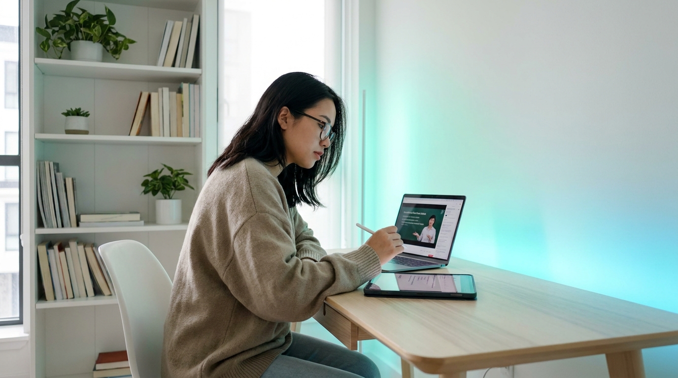 Học viên Việt Nam học online với máy tính bảng