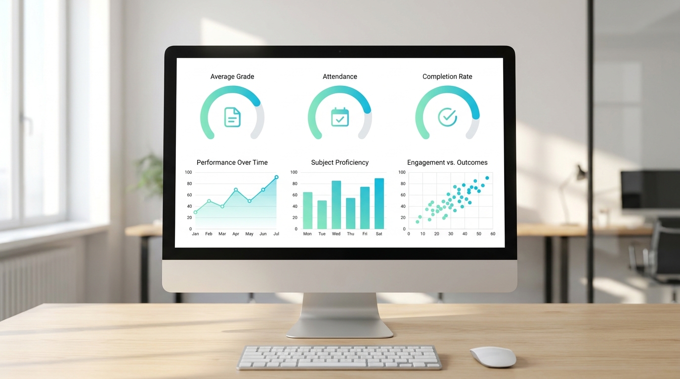 Dashboard phân tích tiến độ học viên với biểu đồ KPI