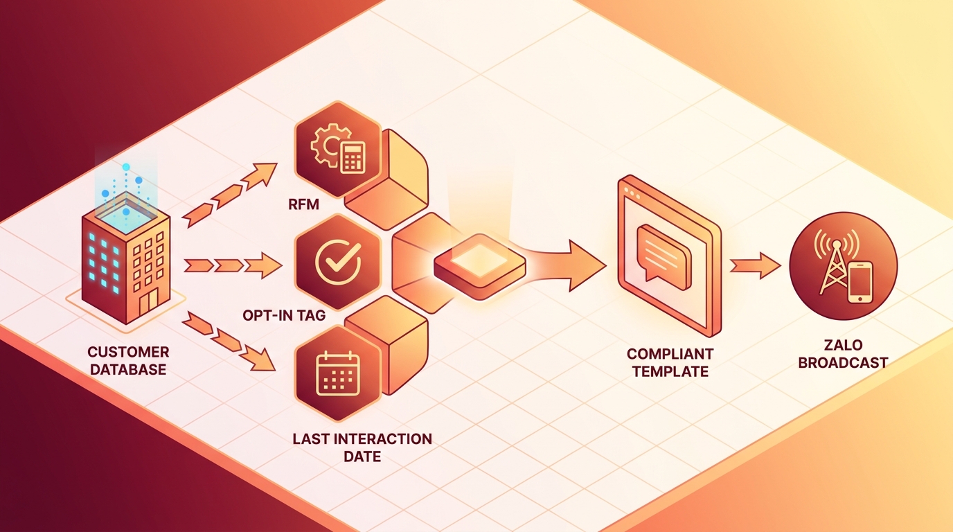 Concept architecture Zalo broadcast segmentation pipeline