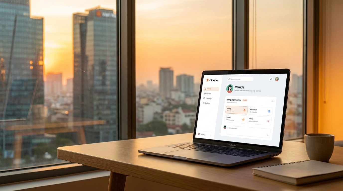 Workflow học từ vựng với Claude tạo ví dụ song ngữ
