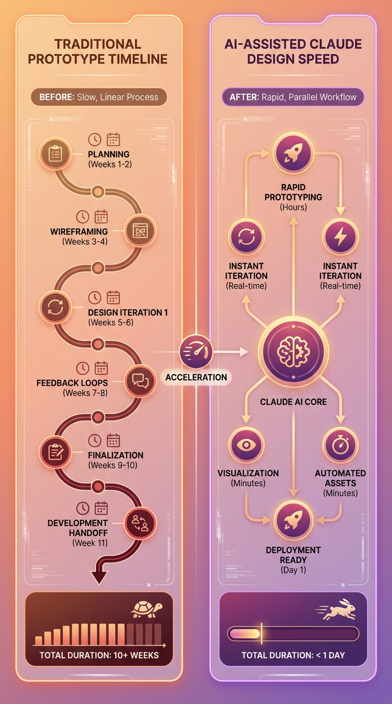 Before vs After — timeline prototype với và không có AI