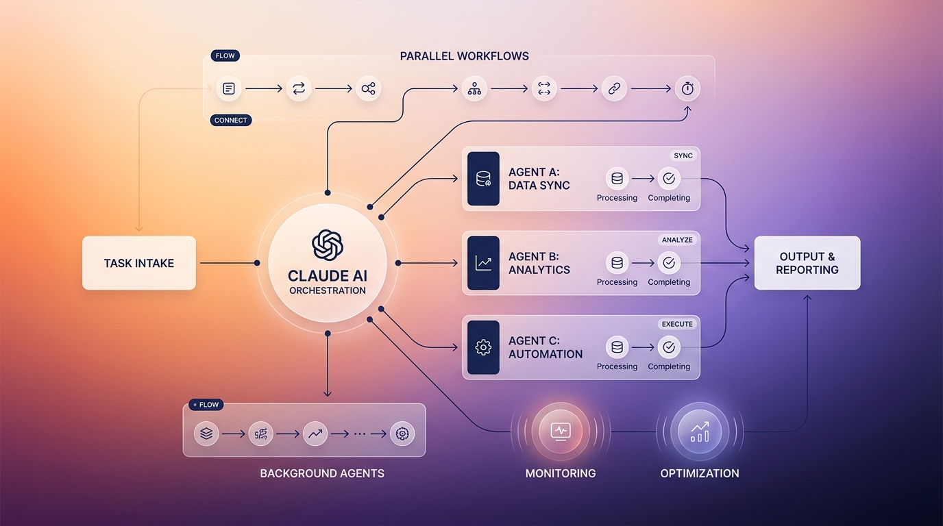 Claude Code background task management workflow with parallel agents
