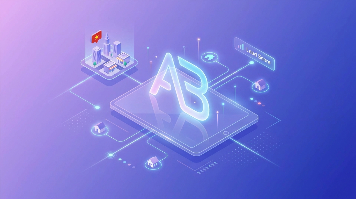 Sơ đồ so sánh quy trình AI lead scoring và phương pháp chấm điểm thủ công truyền thống trong BĐS