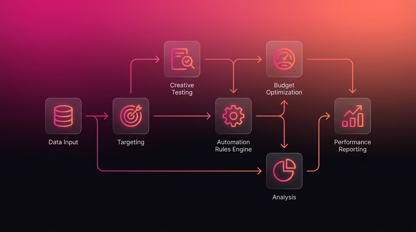 Marketing automation workflow diagram cho Facebook Ads