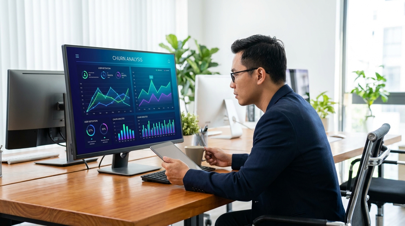 SaaS founder Việt phân tích churn dashboard
