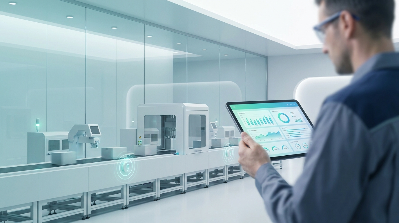 Nhà máy thông minh Việt Nam với cảm biến IoT và bảng điều khiển dây chuyền sản xuất