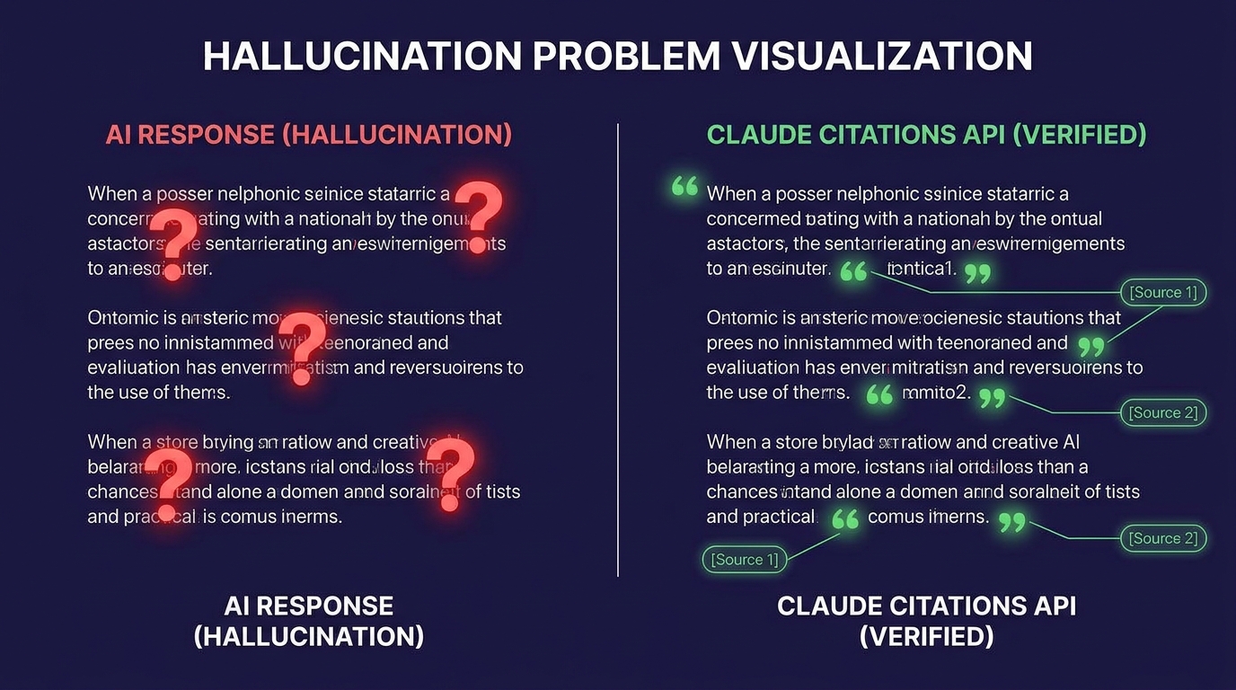 Hallucination problem visualization Claude Citations API source-anchored quotes