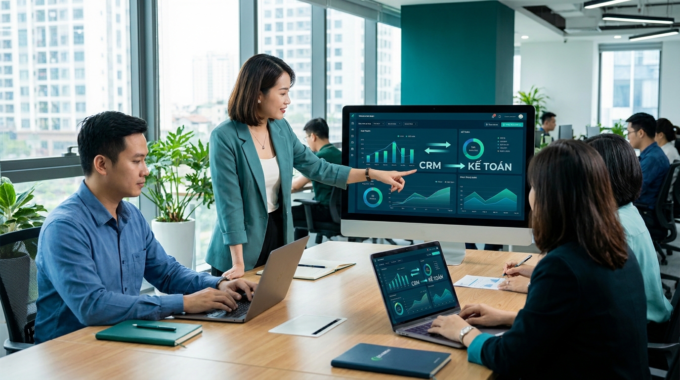 Minh họa portal nên kết nối crm và kế toán ra sao? cho web portal B2B khách hàng