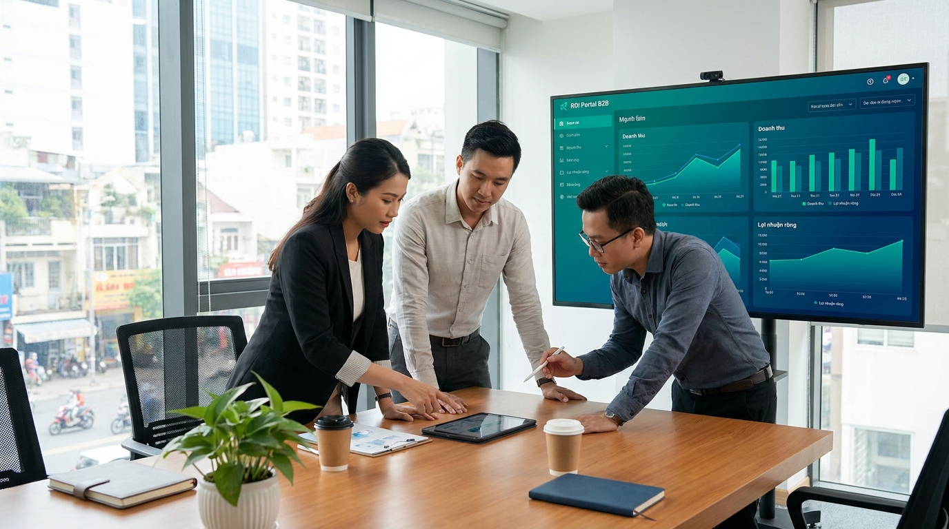 Minh họa đo roi của web portal b2b bằng cách nào? cho web portal B2B khách hàng