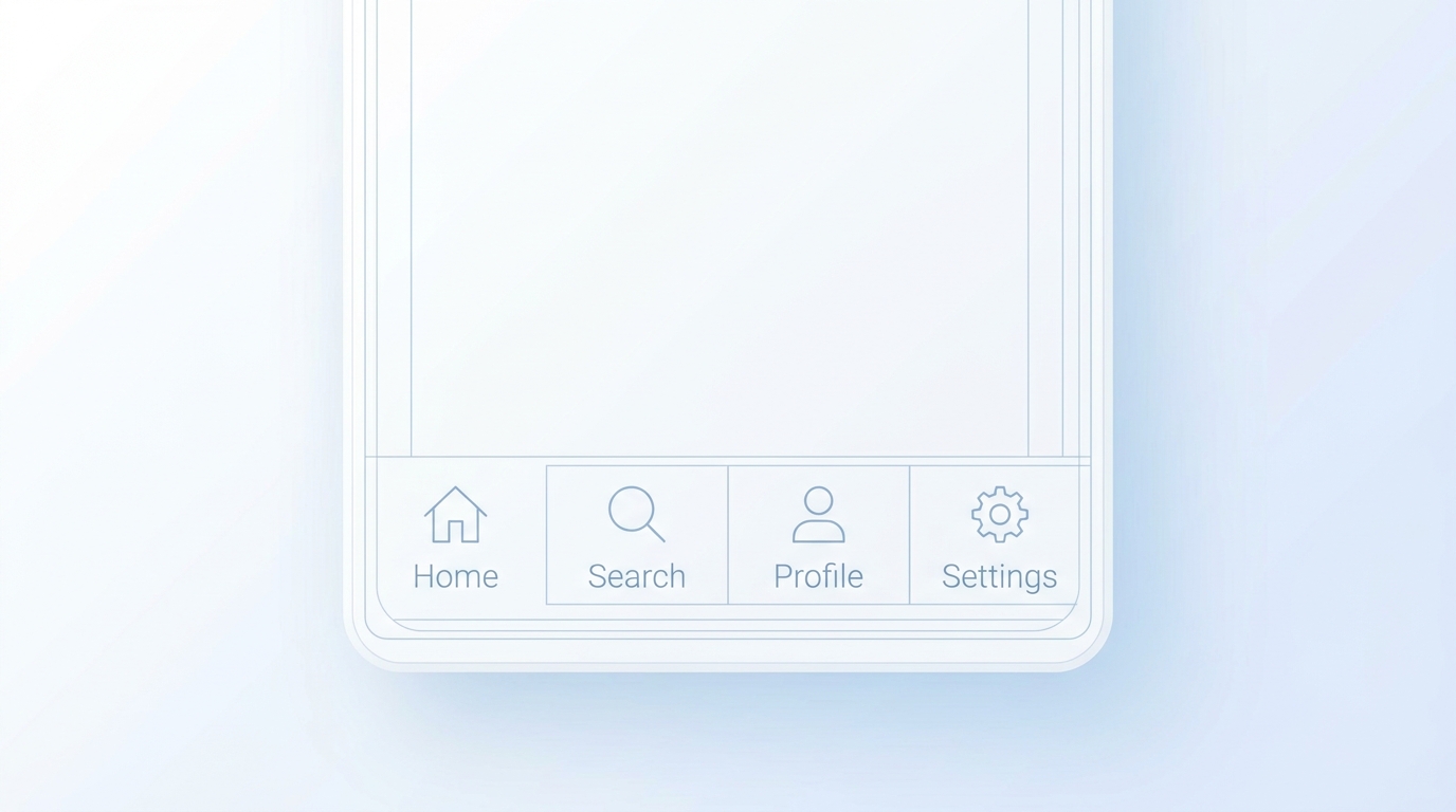 Tab bar bottom navigation 4 tabs icon and label