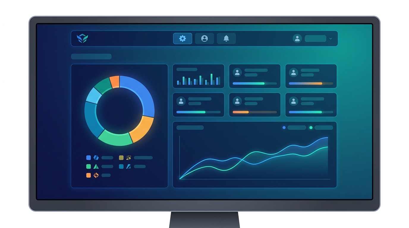 Dashboard quản lý chi phí token Claude Team với biểu đồ navy-teal corporate
