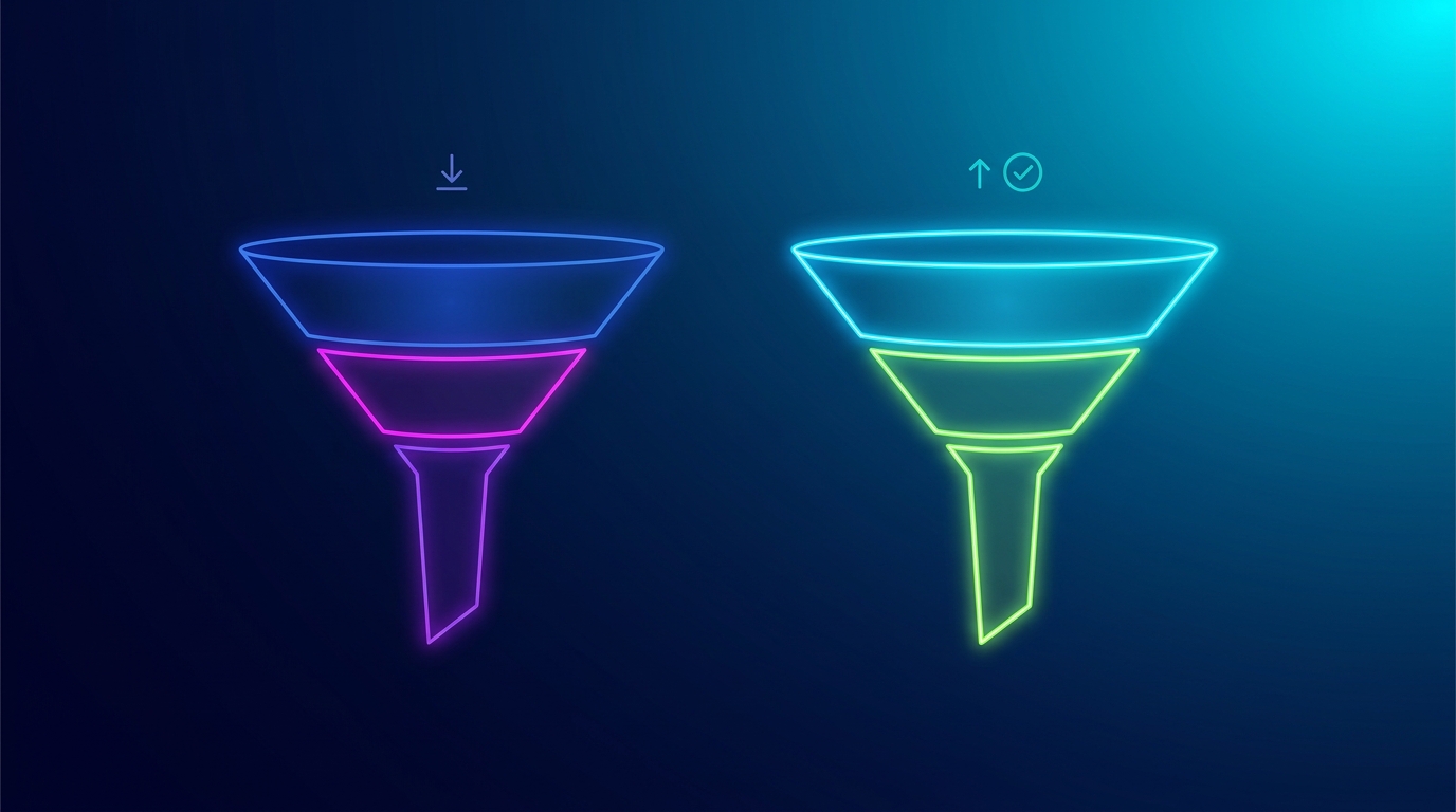So sánh funnel chart trước và sau khi tối ưu conversion
