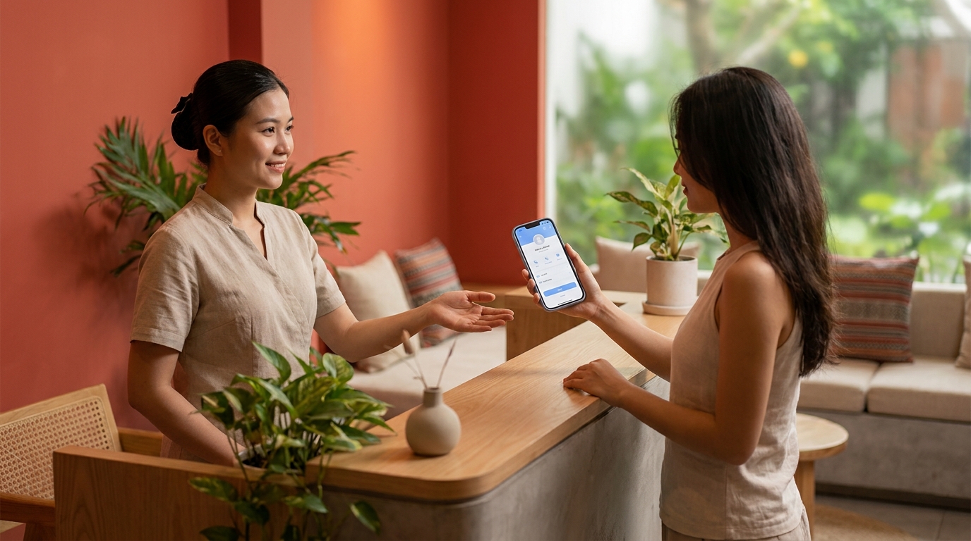 Receptionist spa Việt Nam tra cứu hồ sơ khách trên ZaloCRM