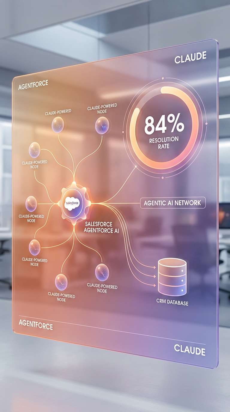 Salesforce Agentforce ecosystem với Claude AI - autonomous customer service nodes