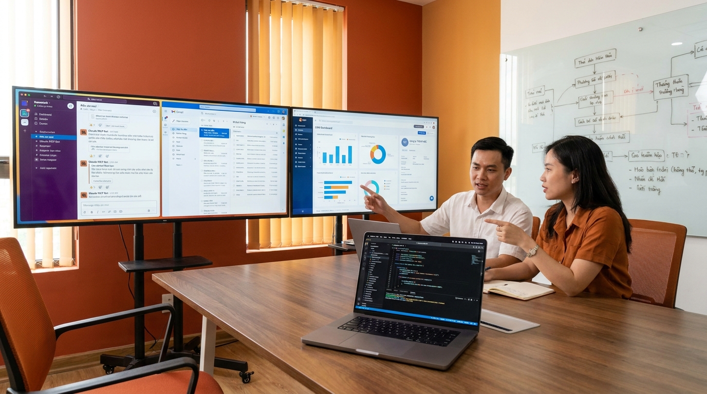 Minh họa claude code mcp kết nối slack email crm để làm gì? cho Claude Code MCP Slack Email CRM