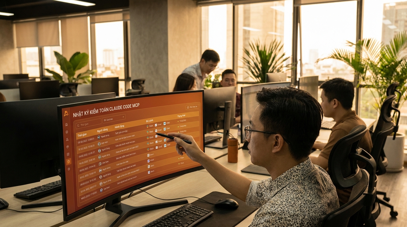 Minh họa audit log mcp nên lưu những gì? cho Claude Code MCP Slack Email CRM