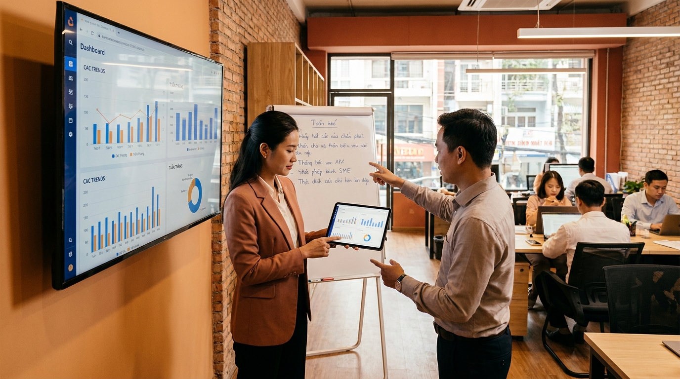 Minh họa dashboard cac cần xem theo tuần hay tháng? cho CAC SME