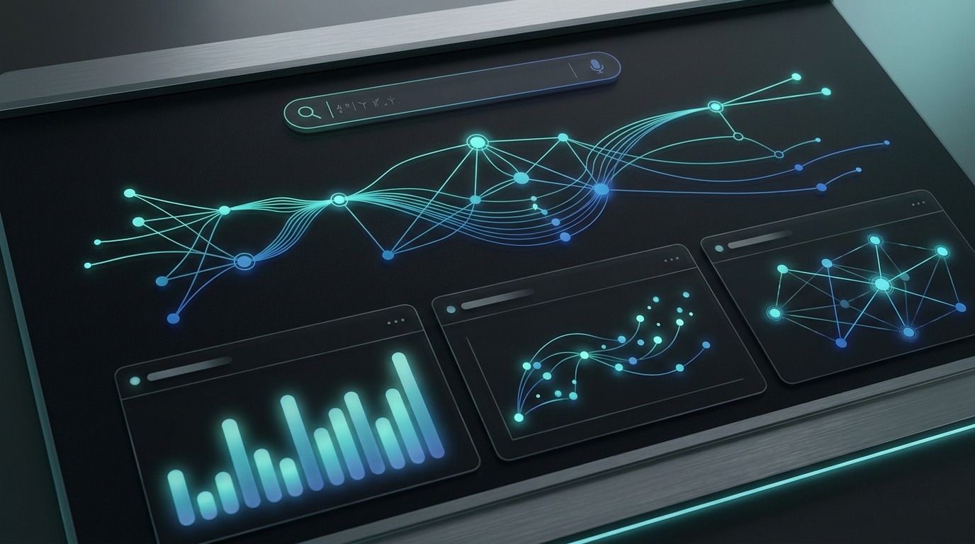 MCP kết nối Claude AI với data warehouse, màn hình SQL và dashboard teal aqua hiện đại