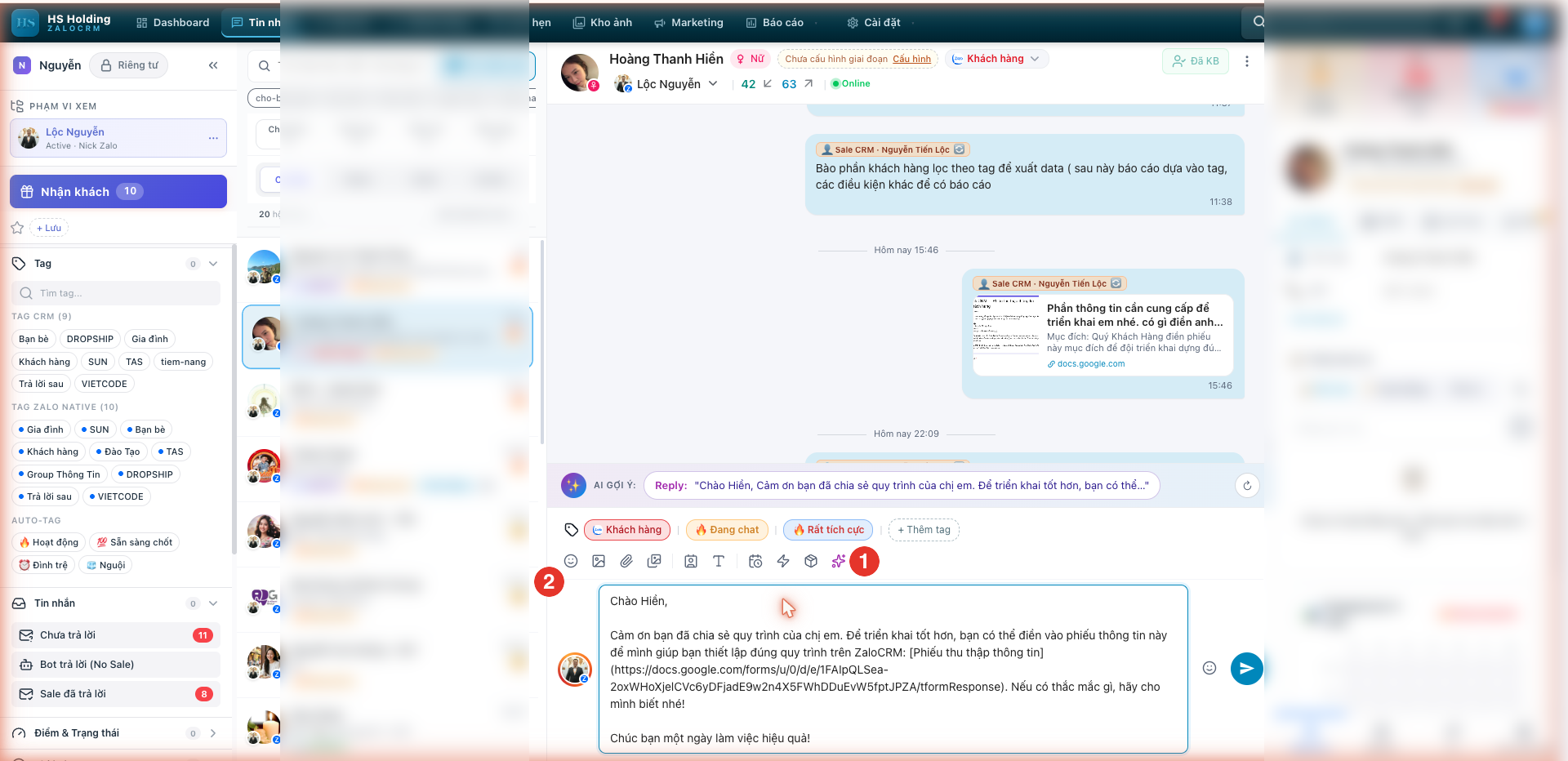 AI Compose tự soạn nội dung trên ZaloCRM