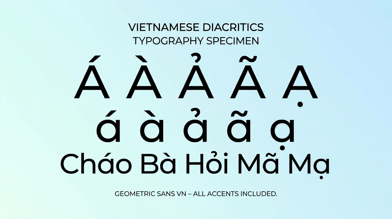 Vietnamese diacritics typography sample showing accents