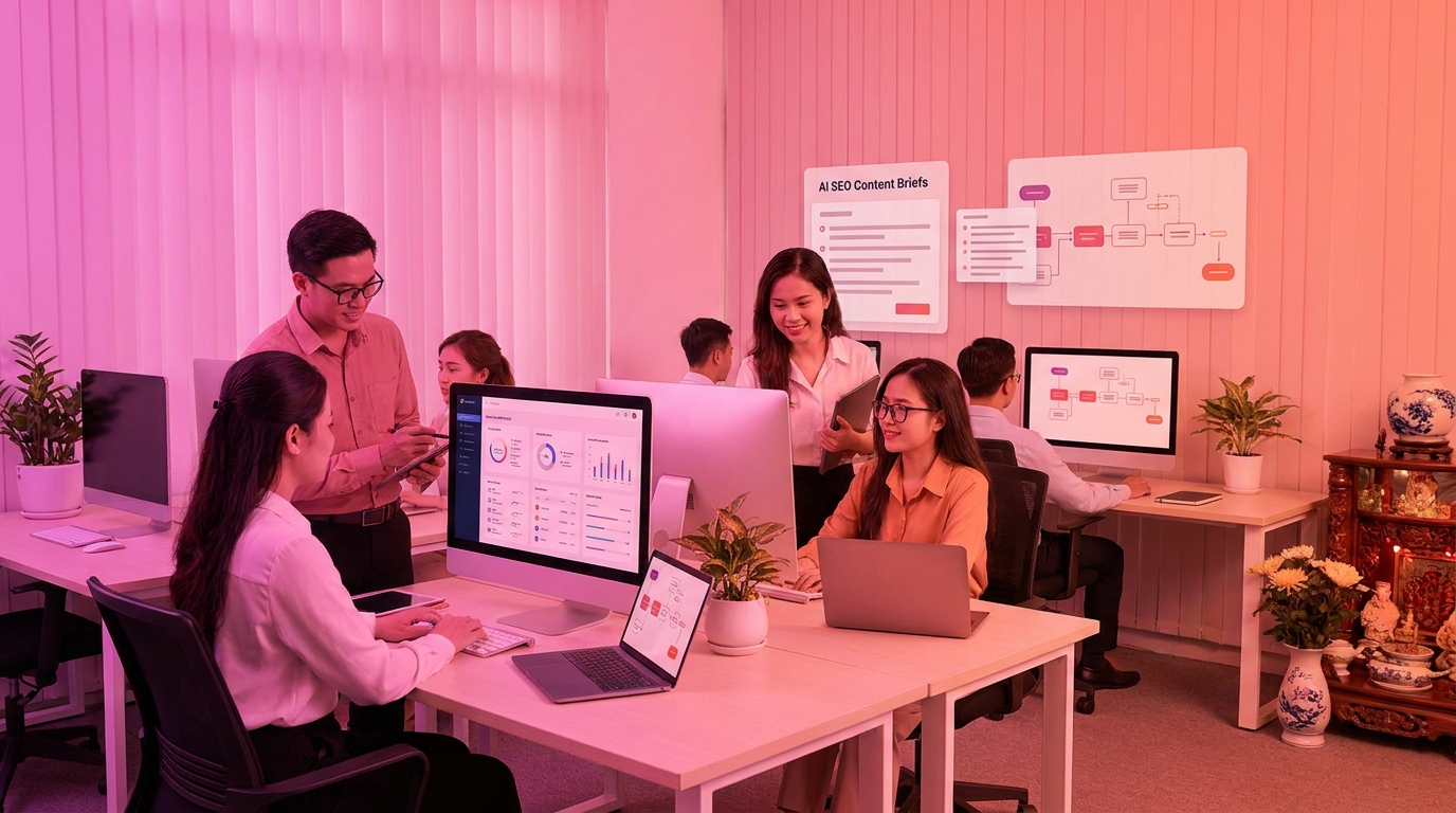 Ảnh cover minh họa AI SEO content brief cho SME Việt Nam