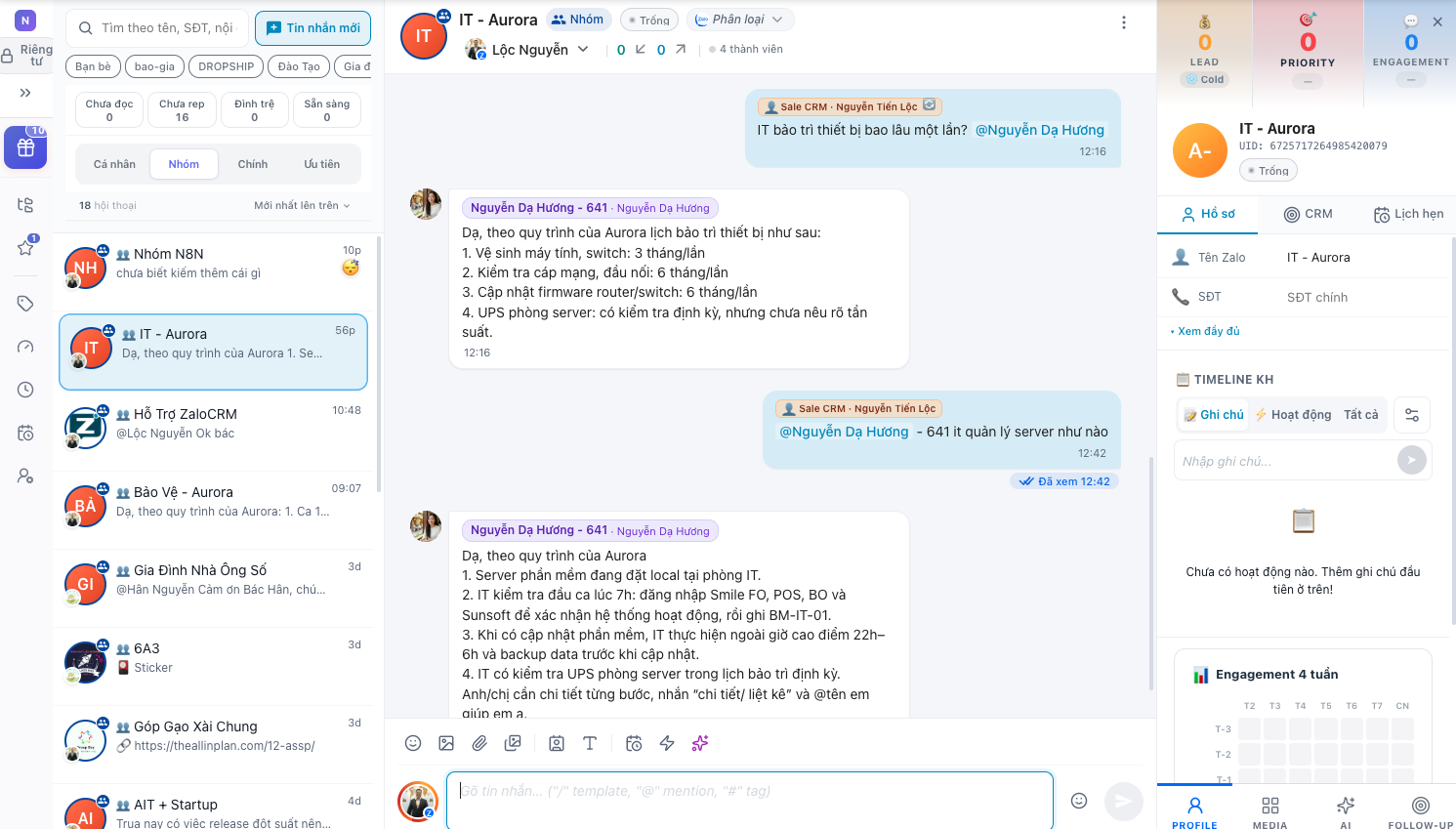 Chat đa nick Zalo trên ZaloCRM