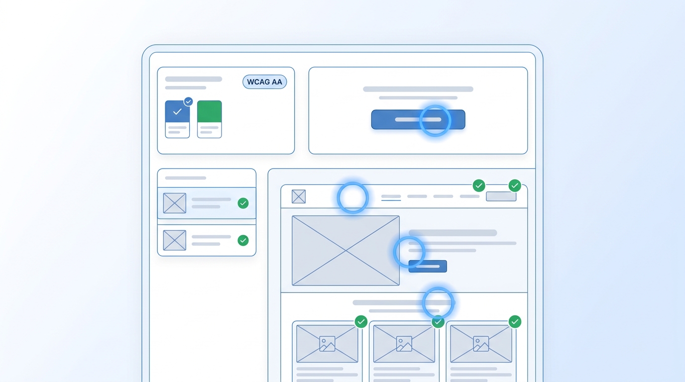 Dashboard accessibility audit với contrast check và WCAG AA badge