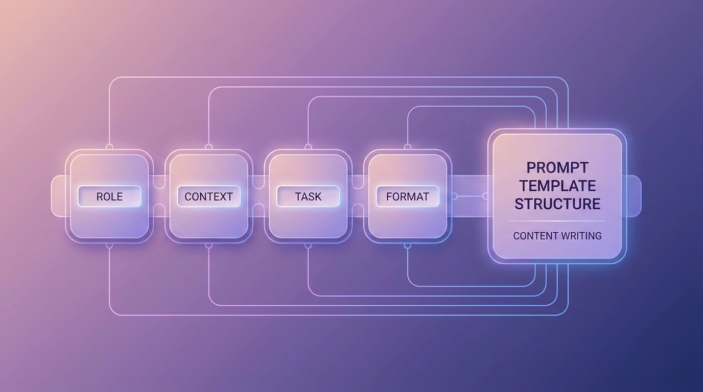 Cấu trúc prompt template với các slot vai trò ngữ cảnh nhiệm vụ định dạng