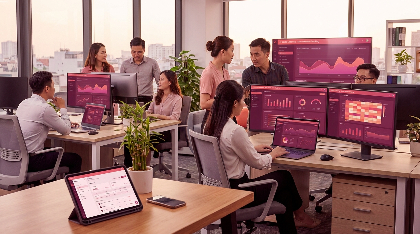 Ảnh cover về ai social listening - brand mention tracking