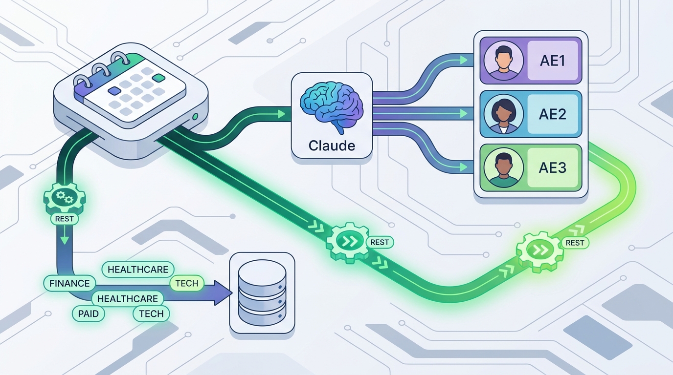 Calendly round-robin team scheduling với Claude routing lead