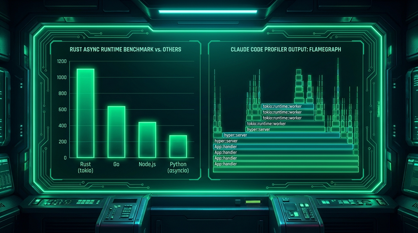 Performance benchmark Rust async runtime với Claude Code flamegraph